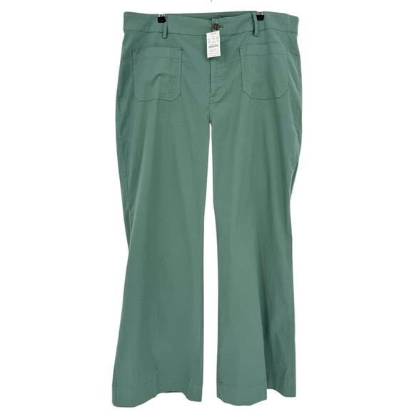 J. Crew Lizzie Linen Cotton High-rise Patch-pocket Wide Leg Pant Green Size 35 - Picture 5 of 15